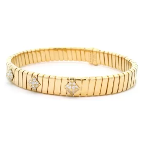 18K Yellow Gold Bvlgari Tubogas Diamond Bracelet for Women--006 18K Yellow Gold Bvlgari Tubogas Diamond Bracelet for Women