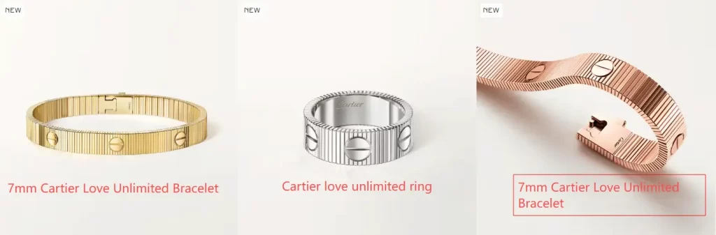 7mm Cartier Love Unlimited Bracelet and ring