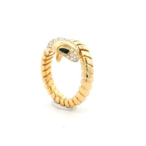 Bvlgar Serpenti 18K Yellow Gold Head And Tail Diamond Ring--004 Bvlgar Serpenti 18K Yellow Gold Head And Tail Diamond Ring