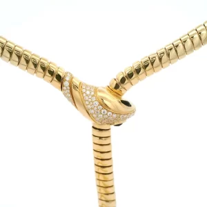 Serpenti 18K Gold Diamond Tubogas Adjustable Size Necklace