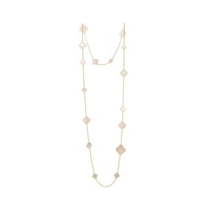 18K Yellow Gold Mother of Pearl 16 Motifs Magic Alhambra Necklace