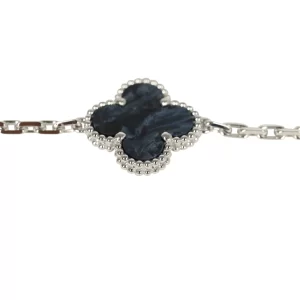 Van Cleef Arpels Vintage Alhambra 5 Motif Bracelet Pietersite 18K White Gold