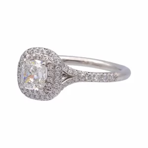 Platinum 1 cts Cushion Diamond Engagement Ring