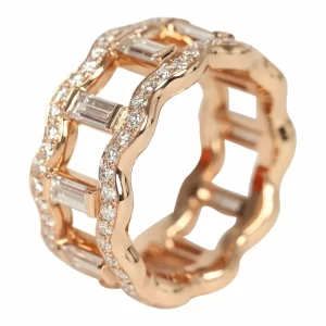 18k Rose Gold Hermès Reseau Lumiere Ring Diamonds-01 18k Rose Gold Hermès Reseau Lumiere Ring Diamonds