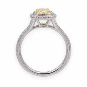 1ct Cushion Yellow Lab Diamonds Wedding Ring
