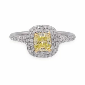 1ct Cushion Yellow Lab Diamonds Wedding Ring