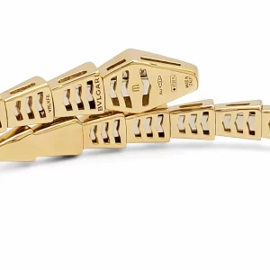 18k Gold Bvlgari Serpenti Viper Bracelet Pave Diamonds on the Head and Tail