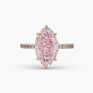 4ct Pink Marquise Lab Grown Diamond Ring in 18k Rose Gold