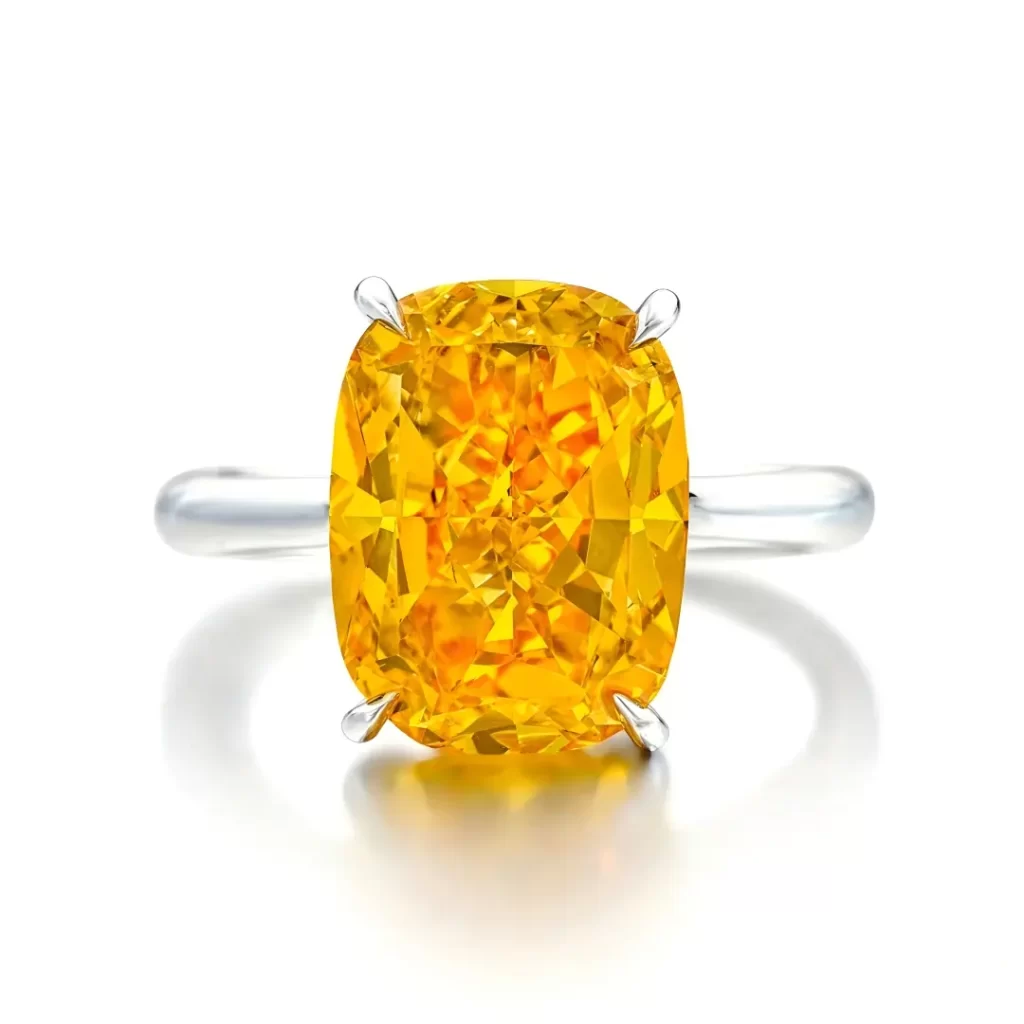7 Carat Fancy Vivid Yellow-Orange Lab Diamond Ring