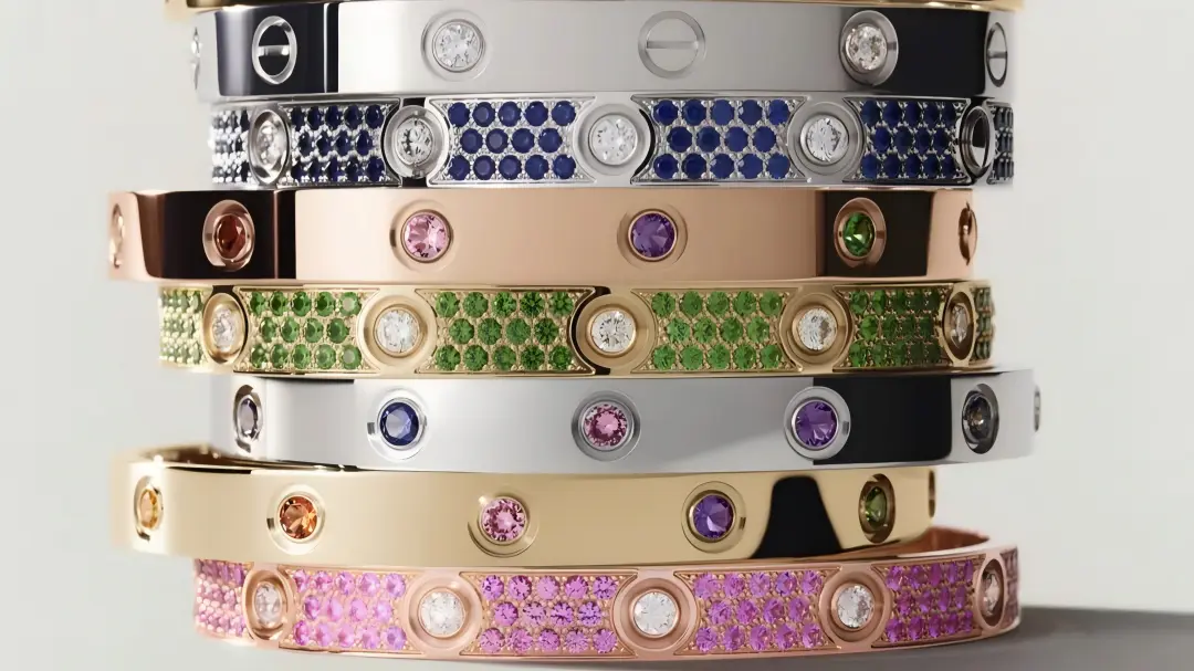 Cartier love bracelet with color gemstone