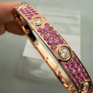 New Cartier Love Bracelet Pink Sapphire with Diamonds