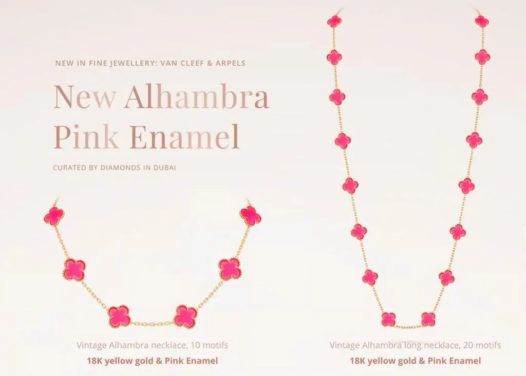 Newest Van Cleef & Arpels Pink Enamel Necklace